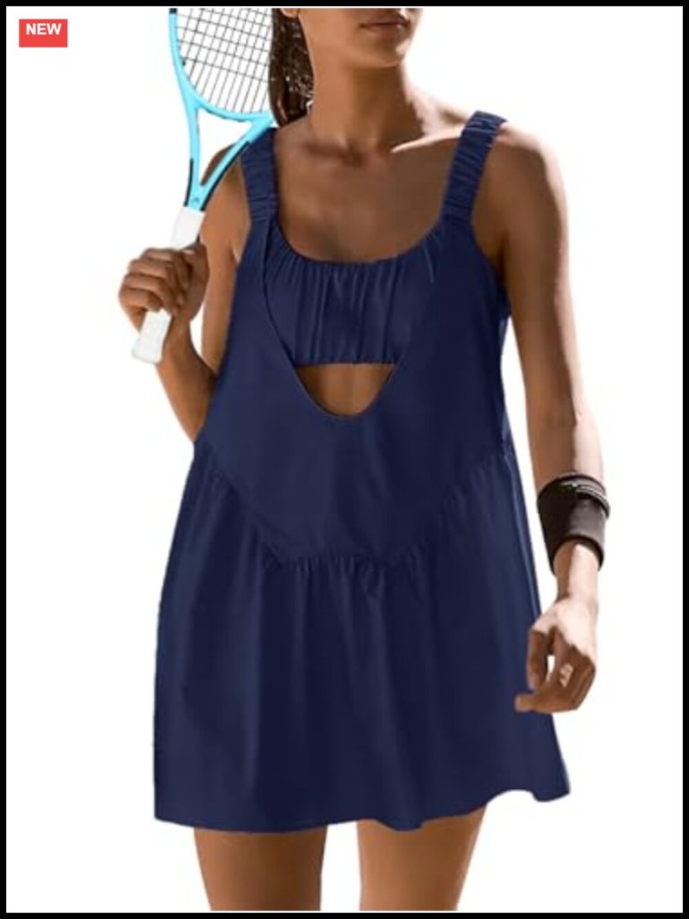 Women's Tennis Dress with Built-in Shorts Bra Sleeveless Backless Golf Dress